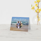 Prettige feestdagen Kaart Strand Oceaan Foto (Gele Bloem)