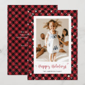 Prettige feestdagen Kaart Traditionele rode plaid  (Voorkant / Achterkant)