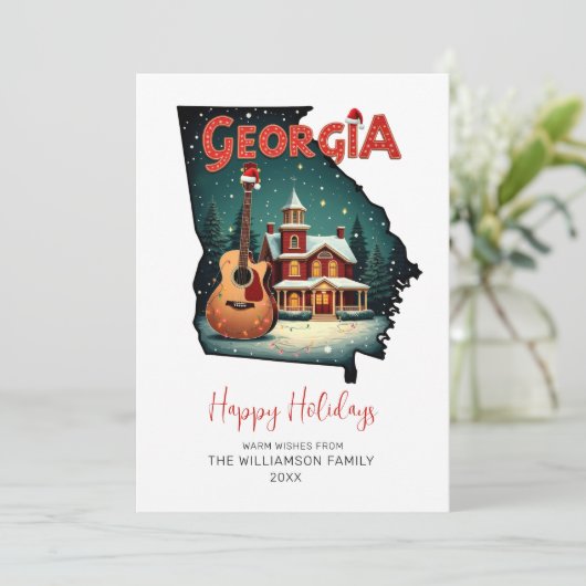 Prettige feestdagen Kaart van de staat Georgia Chr (Staand voorkant)