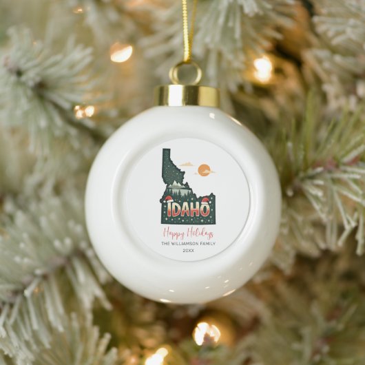 Prettige feestdagen Kaart van Idaho Keramische Bal Ornament (Boom)