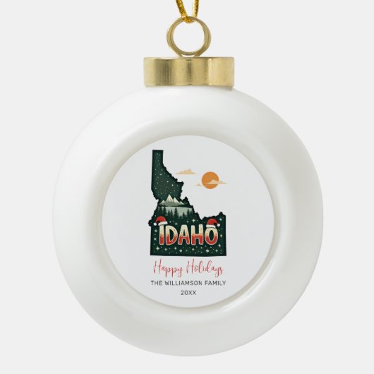 Prettige feestdagen Kaart van Idaho Keramische Bal Ornament (Voorkant)