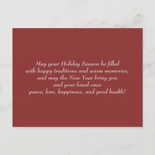 prettige feestdagen.  Kaart winterscène (Achterkant)