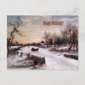 prettige feestdagen.  Kaart winterscène (Voorkant)