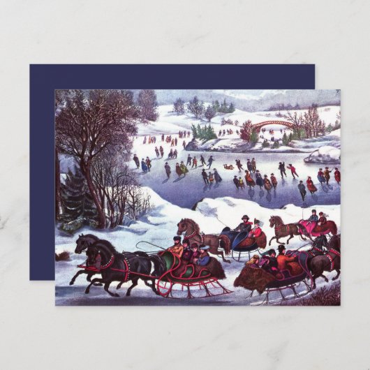 prettige feestdagen.  Kaart winterscène (Voorkant / Achterkant)