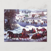 prettige feestdagen.  Kaart winterscène (Voorkant)