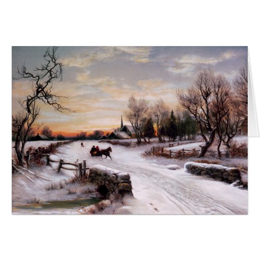 prettige feestdagen. Kaart winterscène (Voorkant Horizontaal)