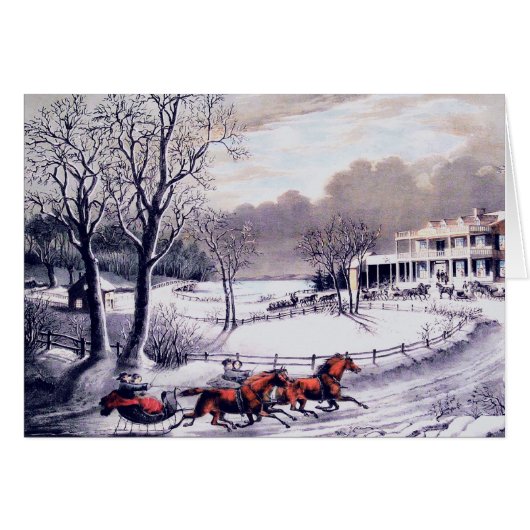 prettige feestdagen. Kaart winterscène (Voorkant Horizontaal)