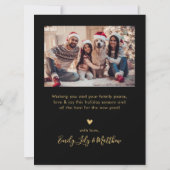 Prettige feestdagen Kaart Zwart Goud 4 Foto (Achterkant)