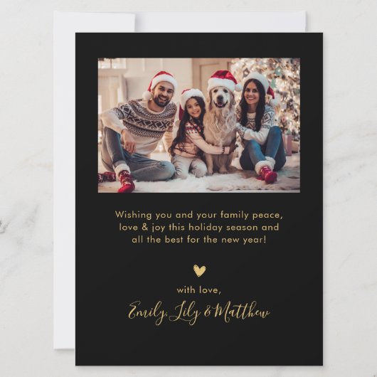 Prettige feestdagen Kaart Zwart Goud 4 Foto (Achterkant)