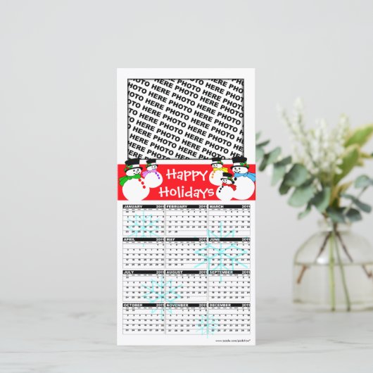 Prettige feestdagen Kalender 2011 Fotokaart Snowma Feestdagenkaart (Staand voorkant)