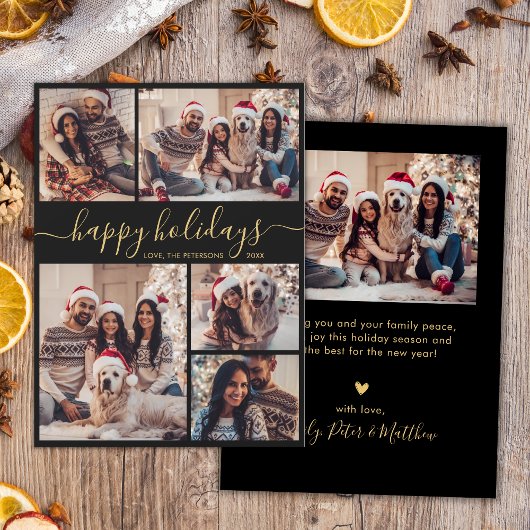 Prettige feestdagen Kalligrafie Fotocollage Kerstm Feestdagenkaart