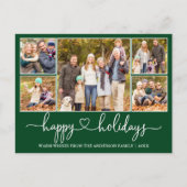 Prettige feestdagen Kalligrafie Hart Foto Groen Briefkaart (Voorkant)