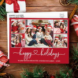 Prettige feestdagen Kalligrafie Hart Foto Rood Briefkaart