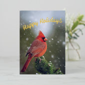Prettige feestdagen Kardinaal op Evergreen in de s (Staand Voorkant)