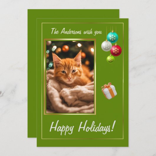 Prettige feestdagen kat Christmas kitten 2, Kaart (Voorkant / Achterkant)