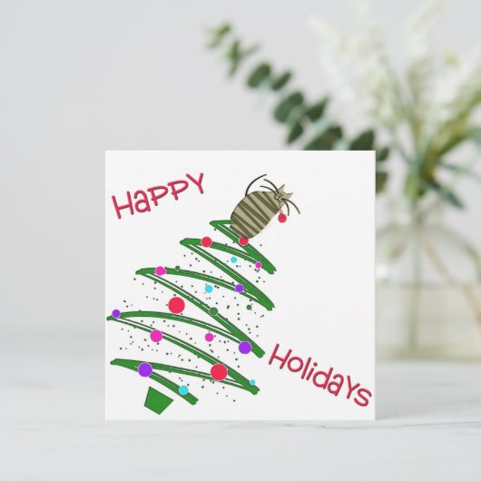prettige feestdagen Kat Flat Holiday Greeting Kaar (Staand voorkant)