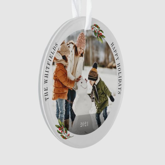 Prettige feestdagen Keepsake Kerstmis Familie Foto Ornament (voorkant)