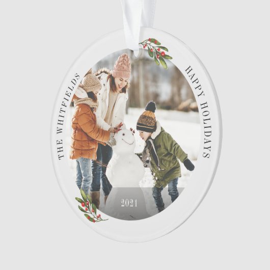 Prettige feestdagen Keepsake Kerstmis Familie Foto Ornament (voorkant)