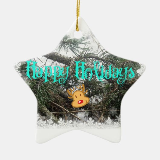 prettige feestdagen keramisch ornament (Voorkant)