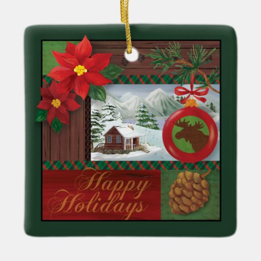 prettige feestdagen keramisch ornament (Voorkant)