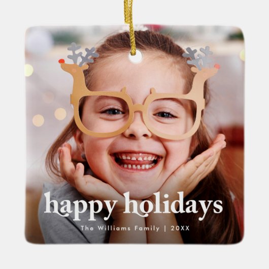 Prettige feestdagen Keramisch Ornament met Kerstmi (Voorkant)