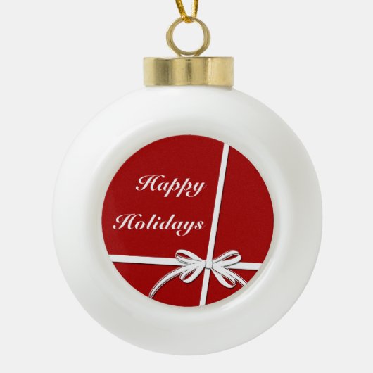 prettige feestdagen keramische bal ornament (Voorkant)