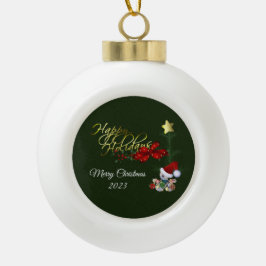 prettige feestdagen keramische kerstversiering bal ornament