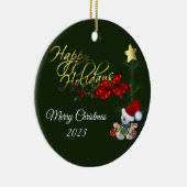 prettige feestdagen keramische kerstversiering keramisch ornament (Rechts)