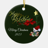 prettige feestdagen keramische kerstversiering keramisch ornament (Voorkant)