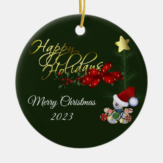 prettige feestdagen keramische kerstversiering keramisch ornament (Voorkant)