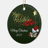 prettige feestdagen keramische kerstversiering keramisch ornament (Links)