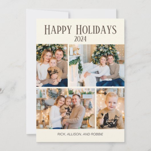 Prettige feestdagen Kerst 4 Fotocollage Feestdagenkaart (Voorkant)