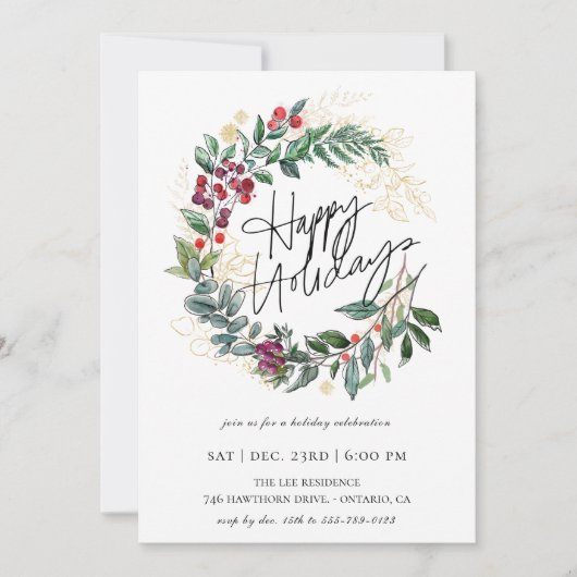 prettige feestdagen kerst Botanische Wreath Kaart (Voorkant)