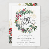 prettige feestdagen kerst Botanische Wreath Kaart (Voorkant / Achterkant)