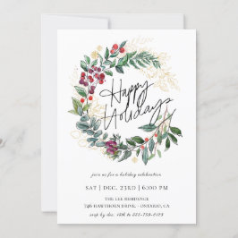 prettige feestdagen kerst Botanische Wreath Kaart