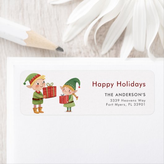 Prettige feestdagen Kerst Elfs Mischief Etiket (Insitu)
