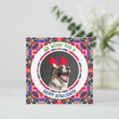 Prettige feestdagen Kerst Foto Pun Hond Papa Mam Feestdagenkaart (Staand voorkant)