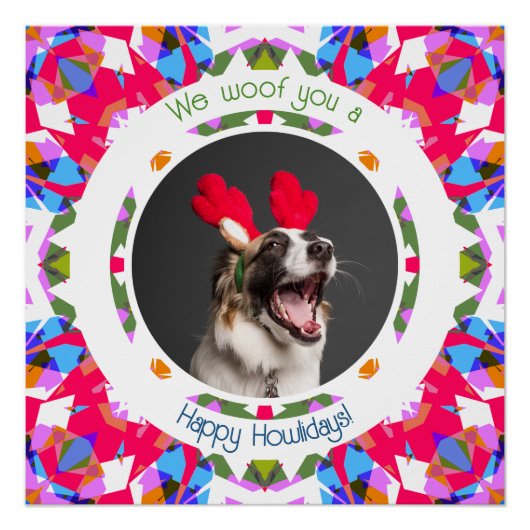 Prettige feestdagen Kerst Foto Pun Hond Papa Mam Perfect Poster (Voorkant)