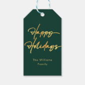 Prettige feestdagen Kerst Gouden Kalligrafie Cadeaulabel (Voorkant)