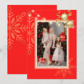 Prettige feestdagen Kerst, gouden sneeuwvlokken, r Bedankkaart (Voorkant / Achterkant)