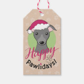 Prettige feestdagen Kerst Grijs Iggy Dog Cartoon Cadeaulabel (Voorkant)