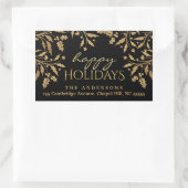 Prettige feestdagen Kerst Holly Gold Faux Folie Rechthoekige Sticker (Tas)