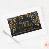 Prettige feestdagen Kerst Holly Gold Faux Folie Rechthoekige Sticker (Envelop)