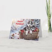 Prettige feestdagen Kerst · Husky Huskies Dogs Sch Kaart (Voorkant)