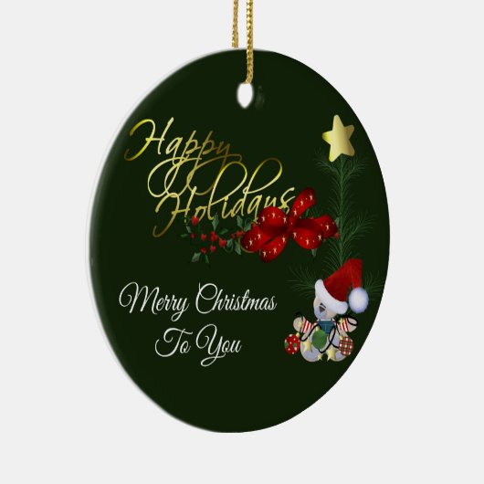 prettige feestdagen kerst keramisch ornament (Rechts)