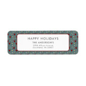 Prettige feestdagen Kerst Kleurrijk Hartpatroon Etiket (Voorkant)