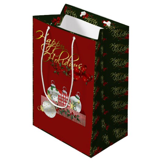 prettige feestdagen kerst medium cadeauzakje (Voorkant Gekanteld)