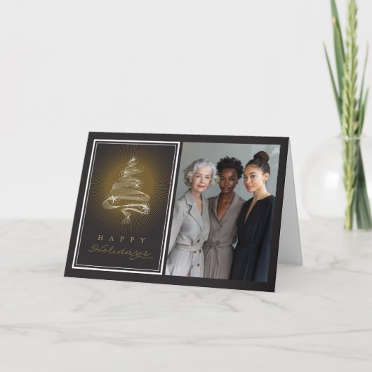 prettige feestdagen kerst met mousserende kerstbom (Voorkant)