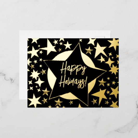 prettige feestdagen kerst met zwarte en gouden ste (Voorkant / Achterkant)