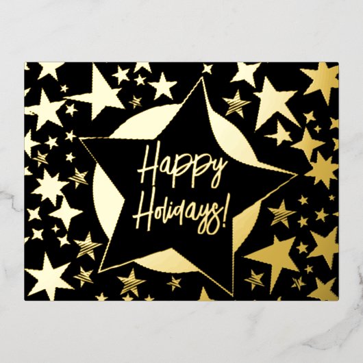 prettige feestdagen kerst met zwarte en gouden ste (Voorkant)